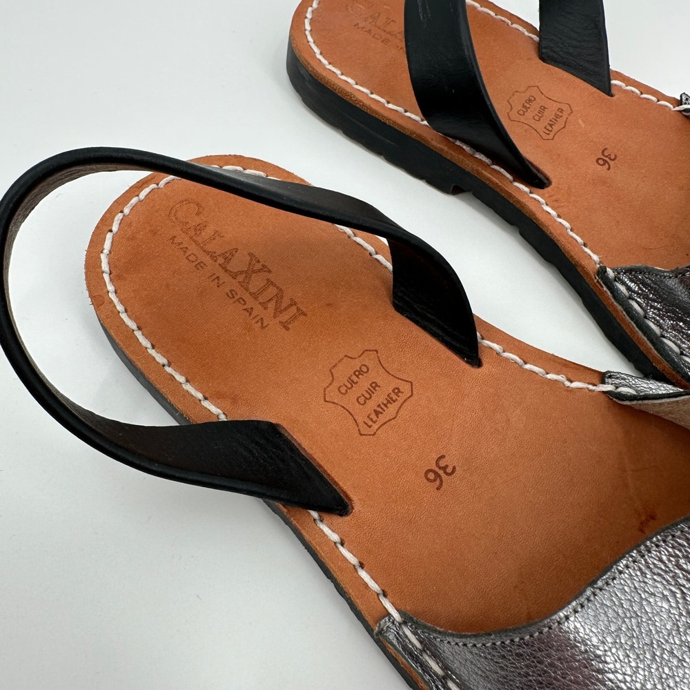 Calaxini Verano Silver Leather Avarcas Menorcan Slingback Sandals Spain Size 36 - Picture 7 of 7